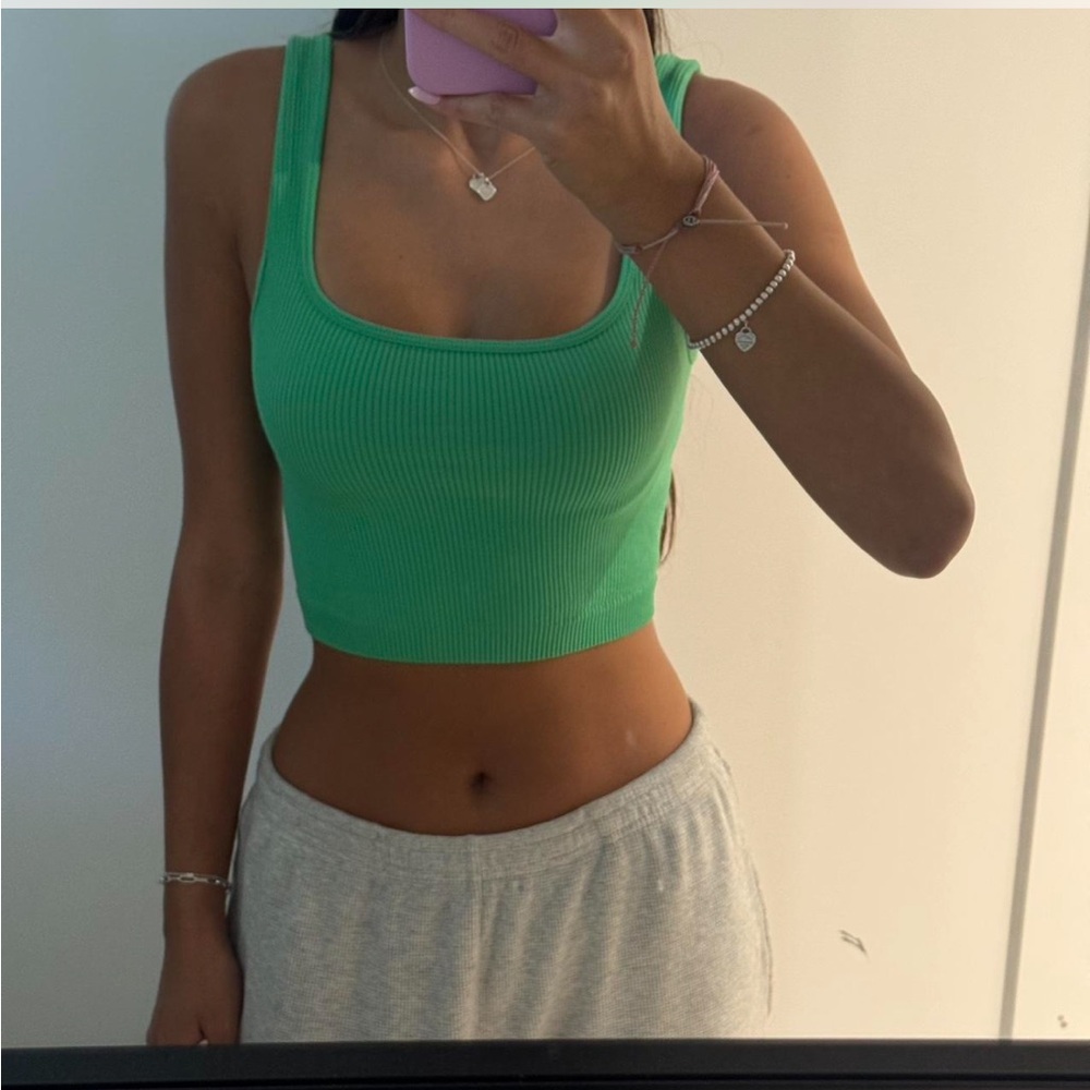 Zara Vibrant Green Ribbed Tank Top